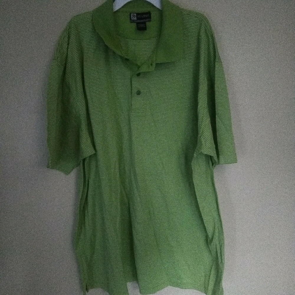 Jos a bank golf shirt green& white stripes